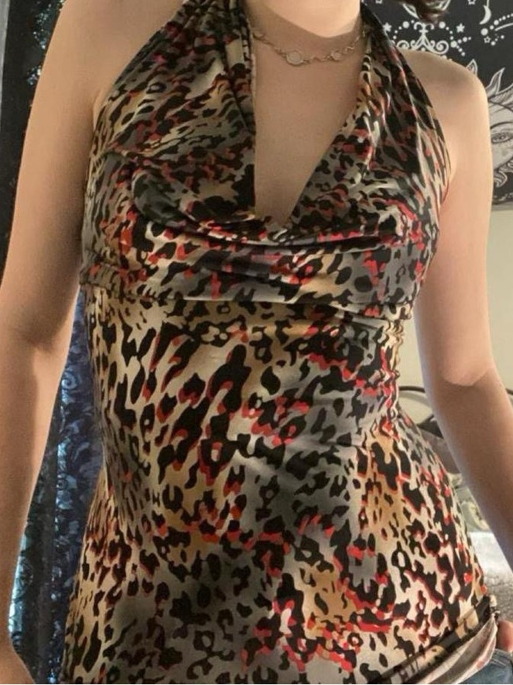 Y2K Wet Seal leopard print halter top